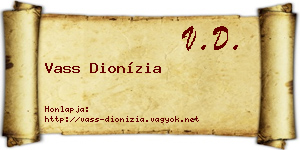 Vass Dionízia névjegykártya